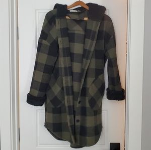 Plaid green Hooded Jacket